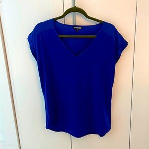 Express Royal Blue V-Neck Blouse
